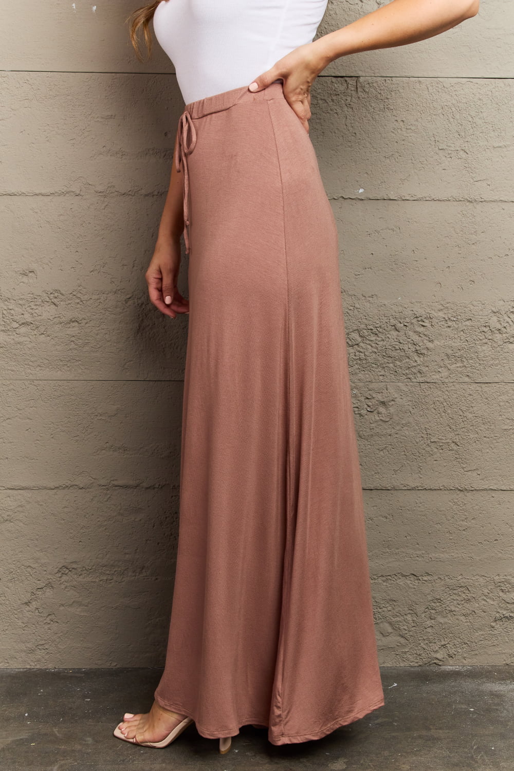 Culture Code For The Day Full Size Flare Maxi Skirt in Chocolate - EkaVibe