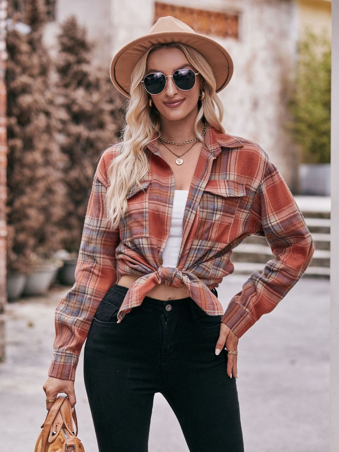 Mandy Plaid Dropped Shoulder Longline Shirt - EkaVibe