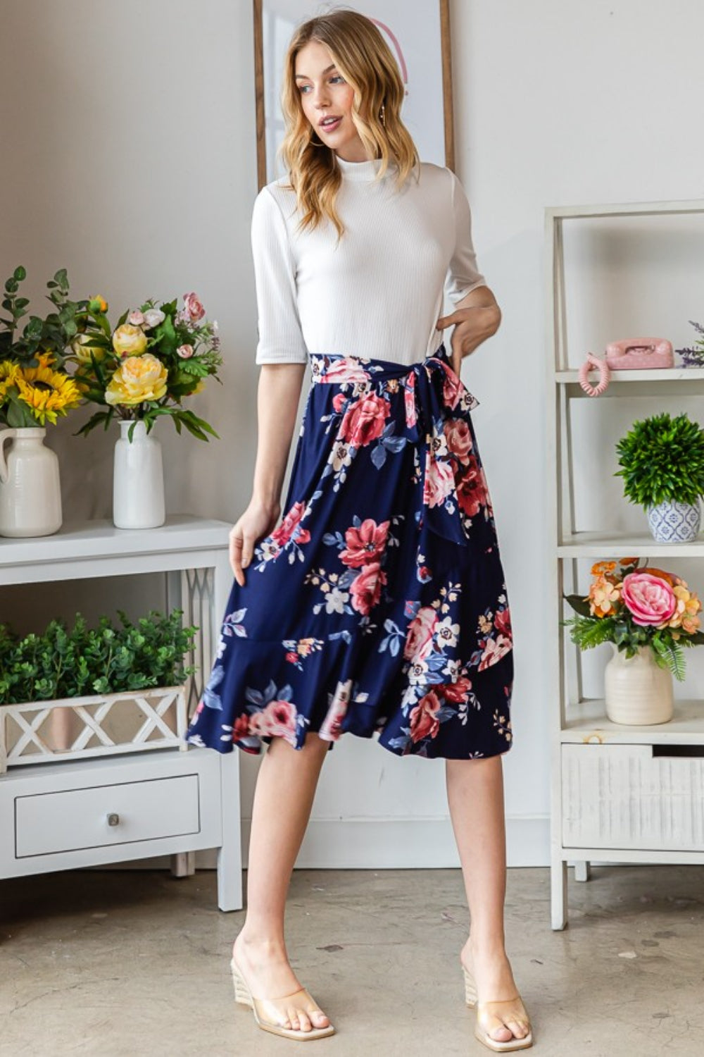 Reborn J Floral Wrap Ruffled Skirt - EkaVibe