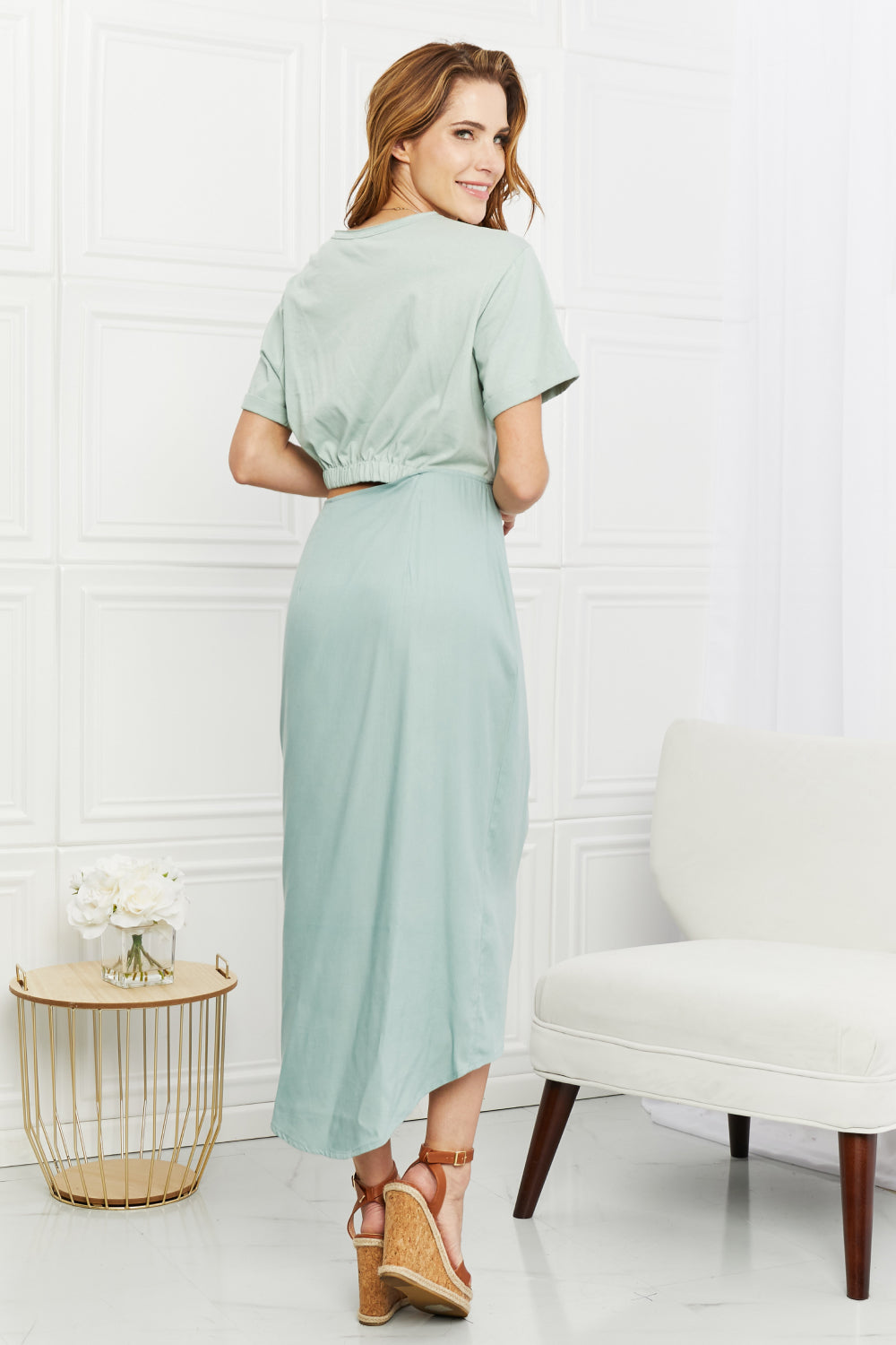 HEYSON Make It Work Cut-Out Midi Dress in Mint - EkaVibe