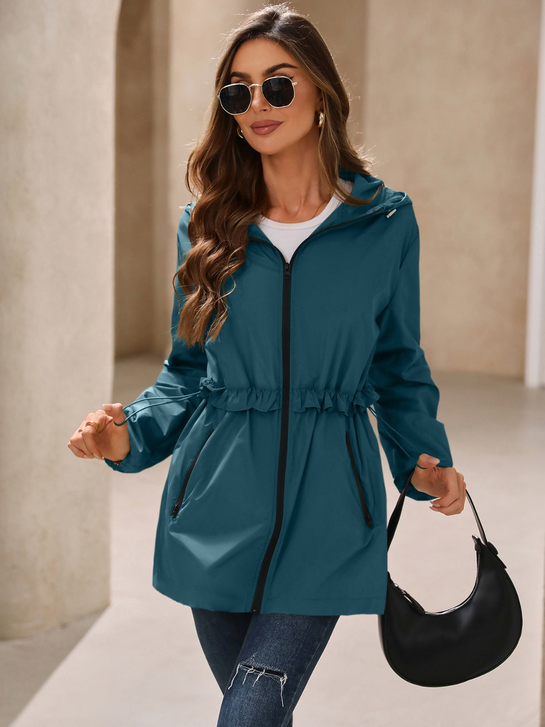 Ivy Lane Outdoor Waterproof Long Sleeve Hooded Windbreaker - EkaVibe