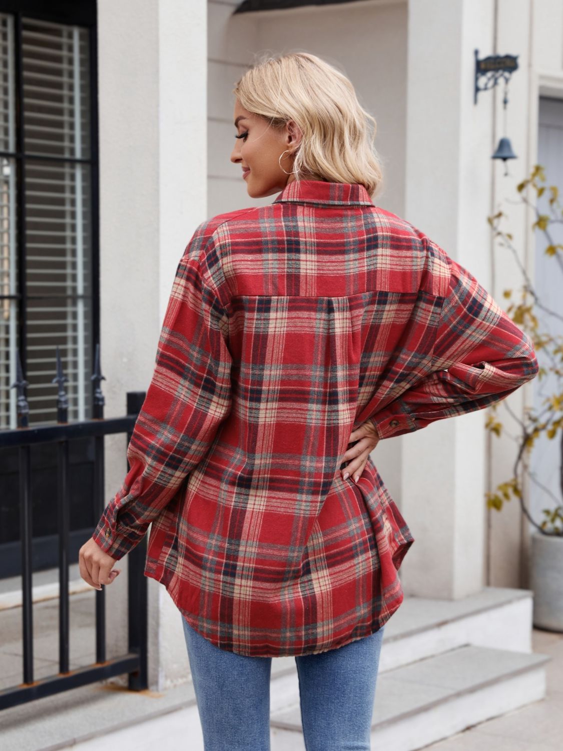 Mandy Plaid Button Up Long Sleeve Shirt - EkaVibe