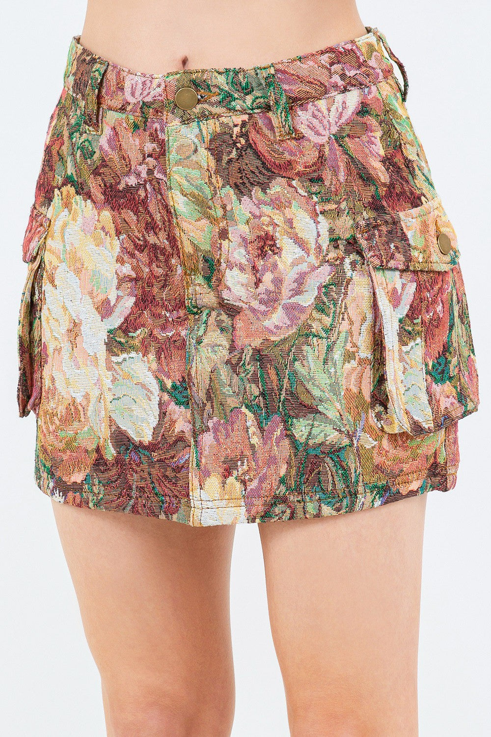 American Bazi Jacquard Weave Cargo Pocket Skirt - EkaVibe