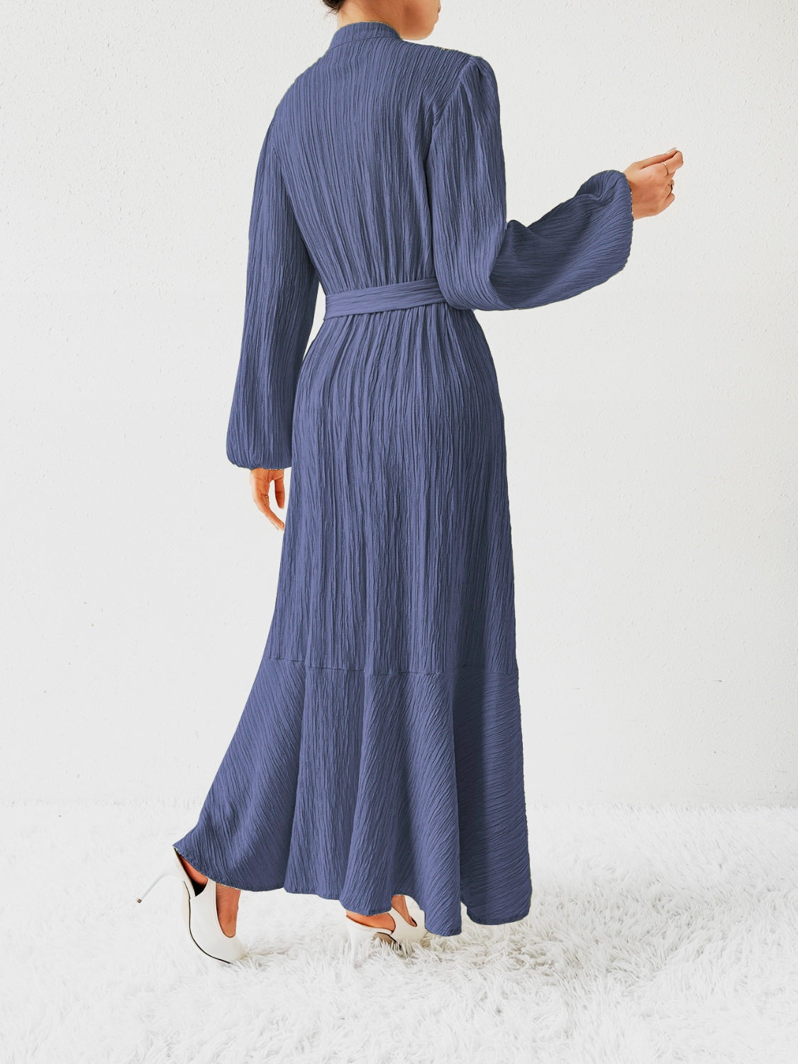 Honey Tie Waist Long Sleeve Dress - EkaVibe