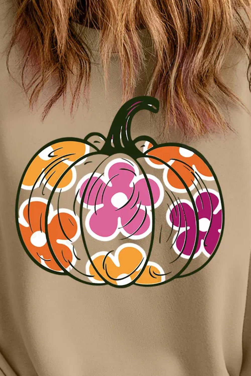 Plus Size Pumpkin Graphic Dropped Shoulder Sweatshirt - EkaVibe