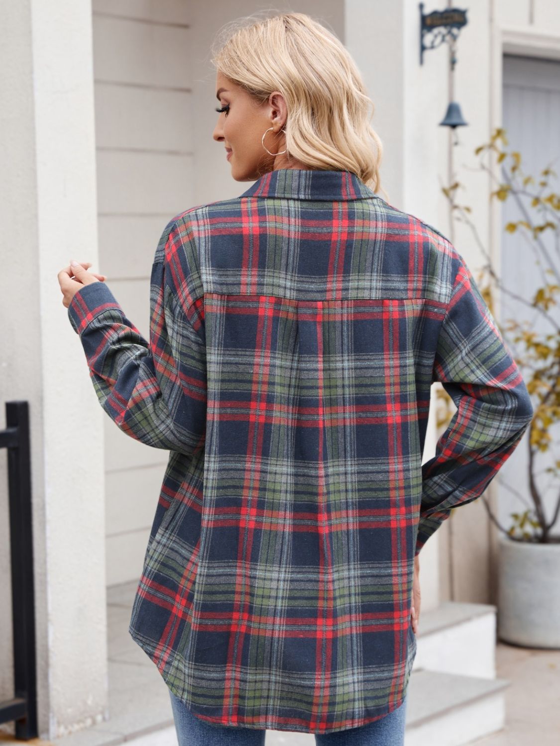 Mandy Plaid Button Up Long Sleeve Shirt - EkaVibe