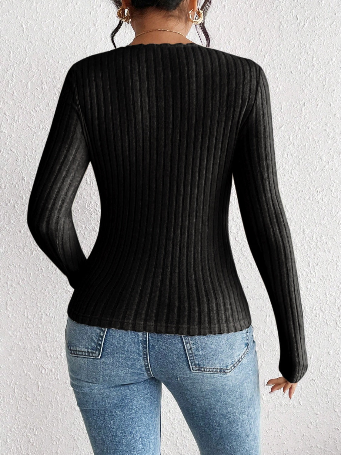 Honey Ribbed Long Sleeve T-Shirt - EkaVibe