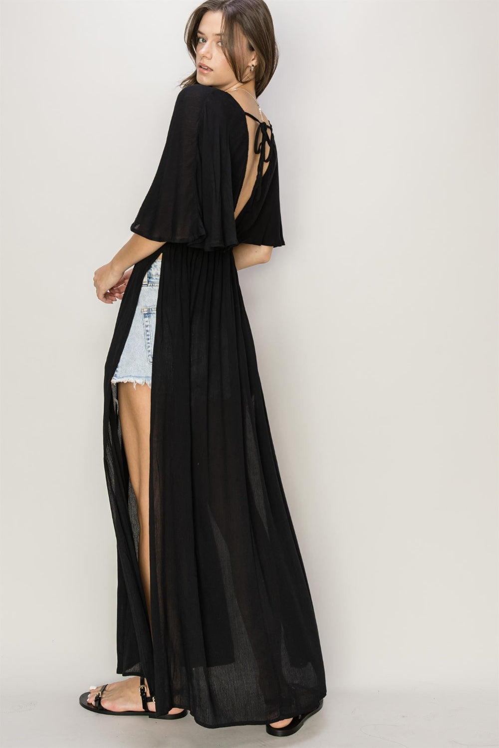 HYFVE Tie Back Maxi Split Cover Up Dress - EkaVibe