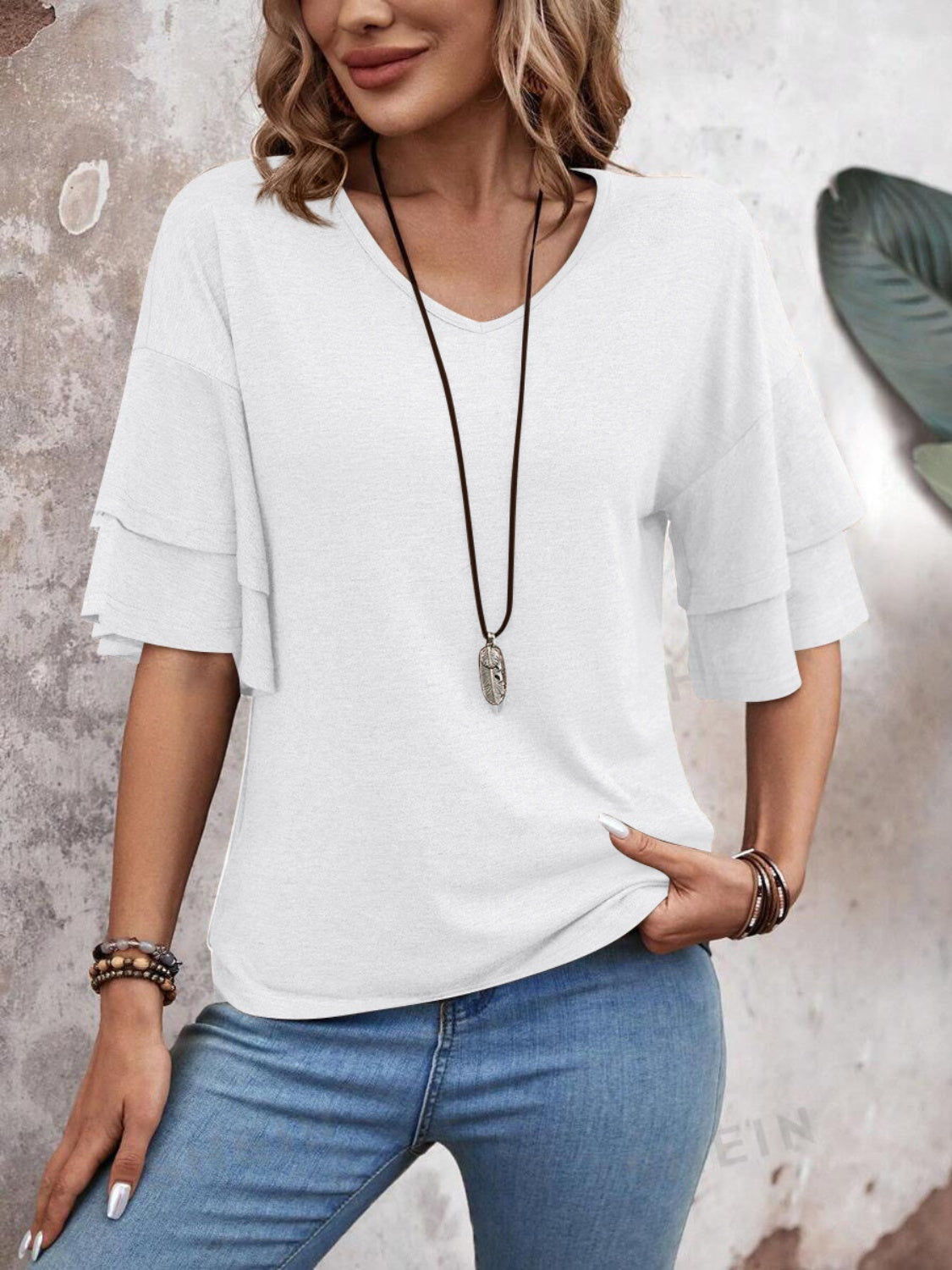 V-Neck Half Sleeve Blouse - EkaVibe