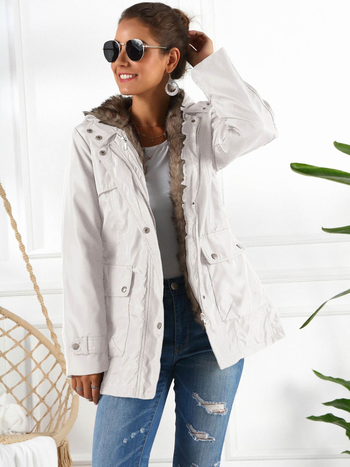 Ivy Lane Full Size Hooded Jacket with Detachable Liner (Three-Way Wear) - EkaVibe