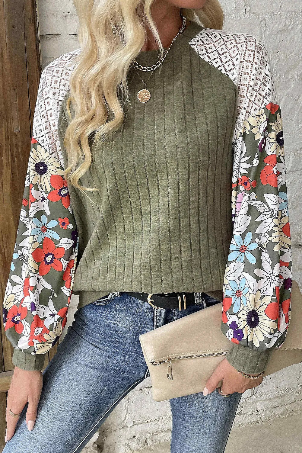 Printed Round Neck Long Sleeve Top - EkaVibe