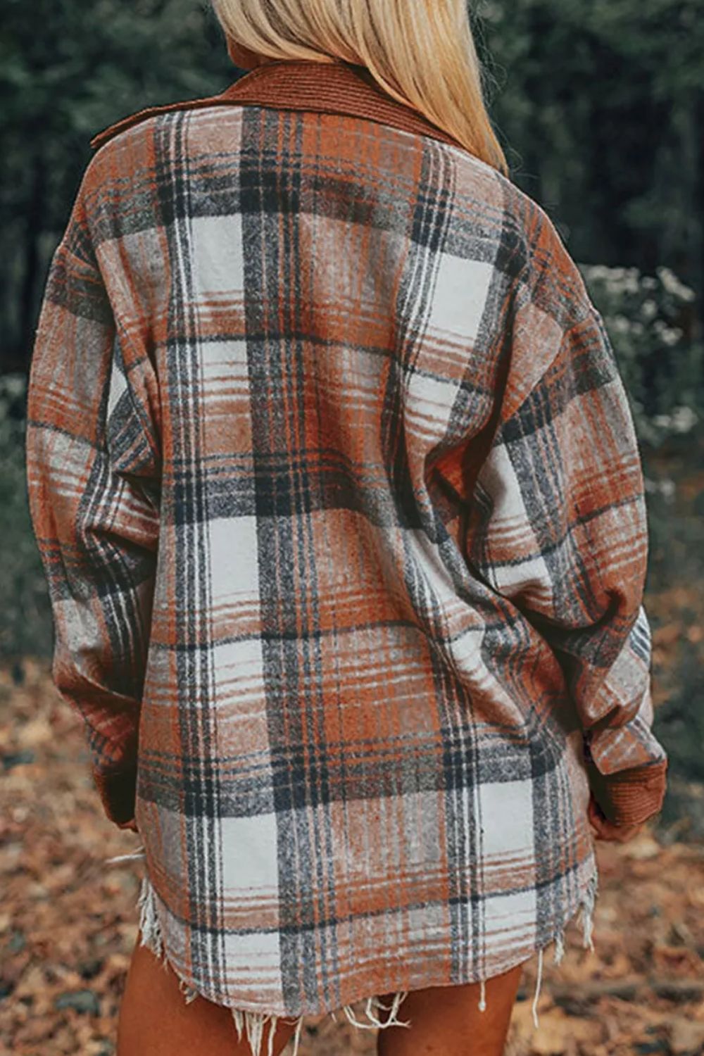 Plaid Button Up Long Sleeve Shacket - EkaVibe