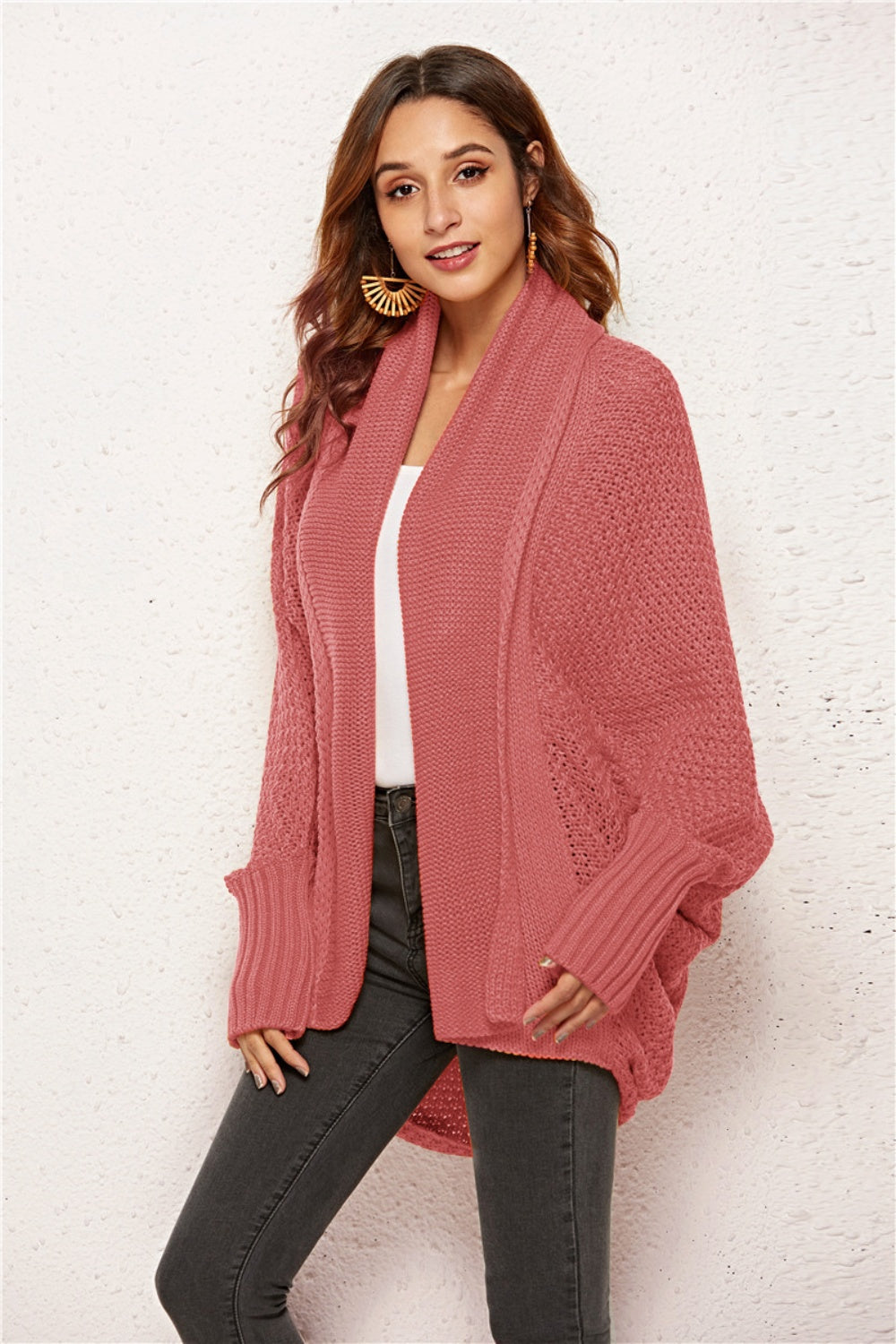 Angel Wings Open Front Batwing Sleeve Cardigan - EkaVibe