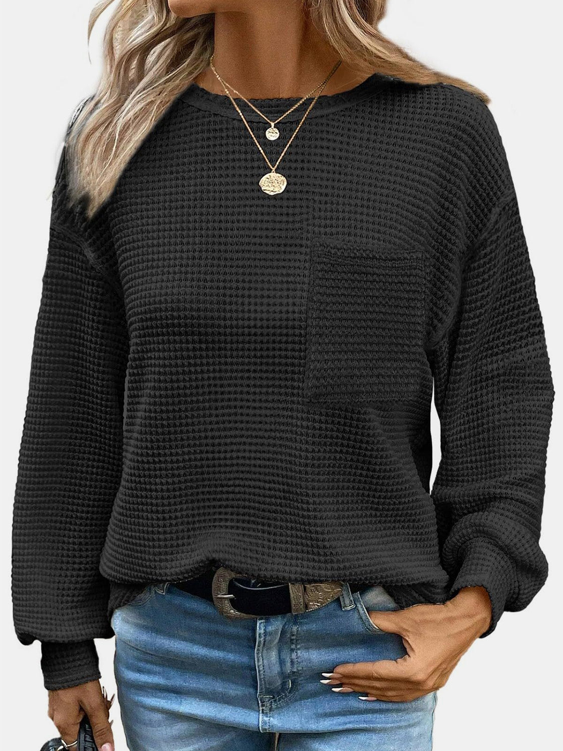 Mandy Round Neck Long Sleeve T-Shirt - EkaVibe