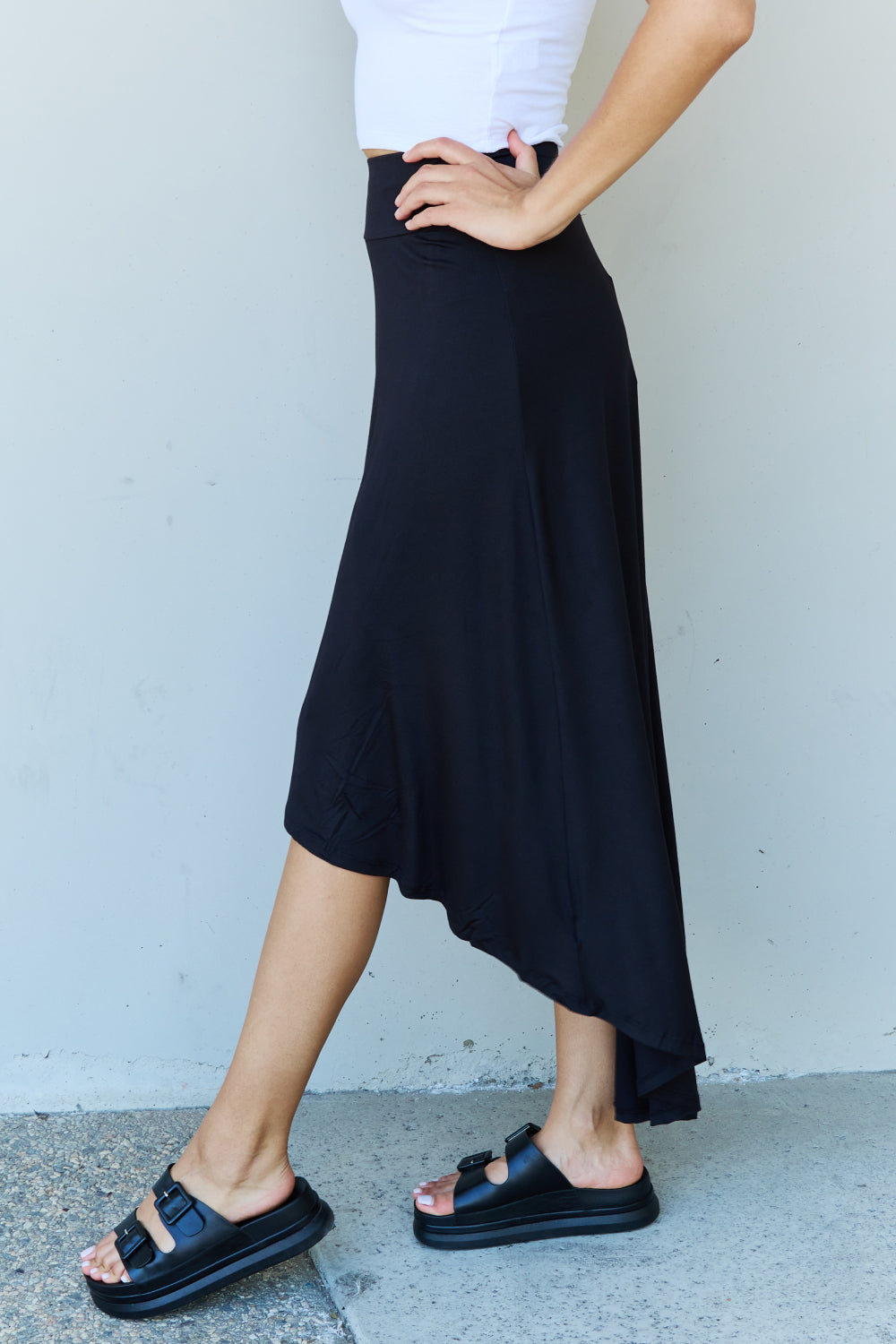 Ninexis First Choice High Waisted Flare Maxi Skirt in Black - EkaVibe