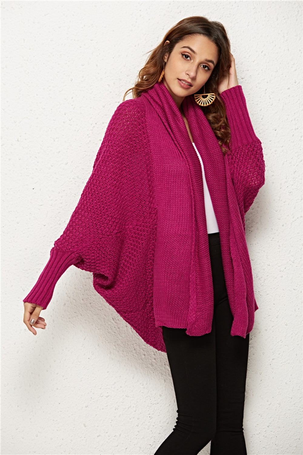 Angel Wings Open Front Batwing Sleeve Cardigan - EkaVibe