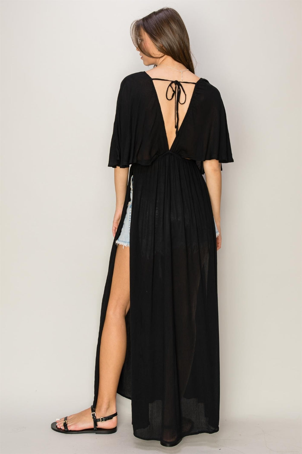 HYFVE Tie Back Maxi Split Cover Up Dress - EkaVibe