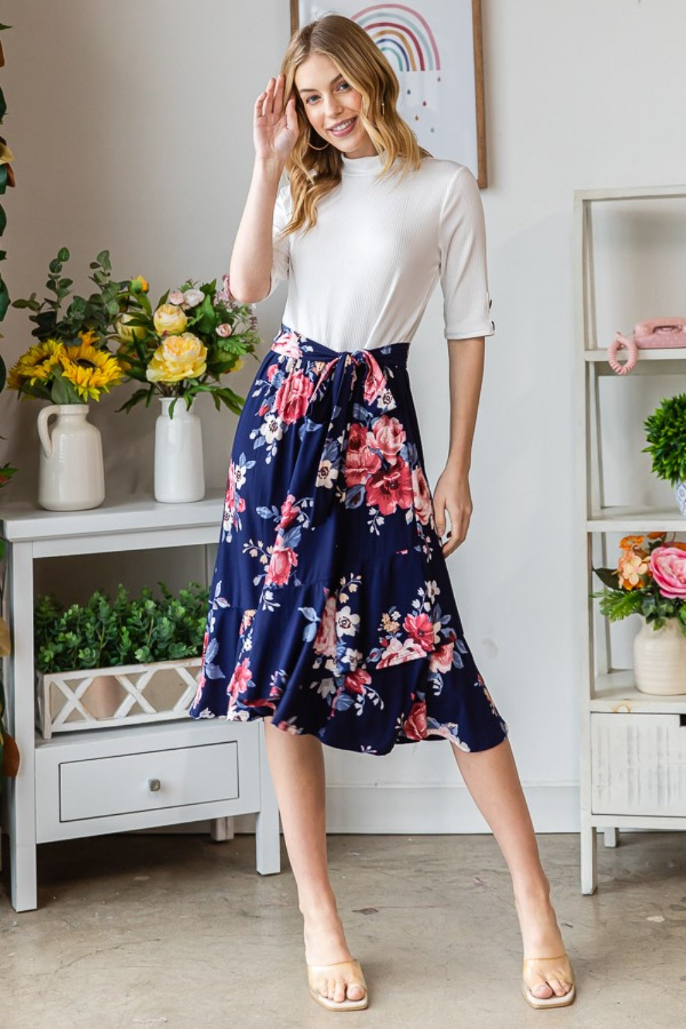 Reborn J Floral Wrap Ruffled Skirt - EkaVibe