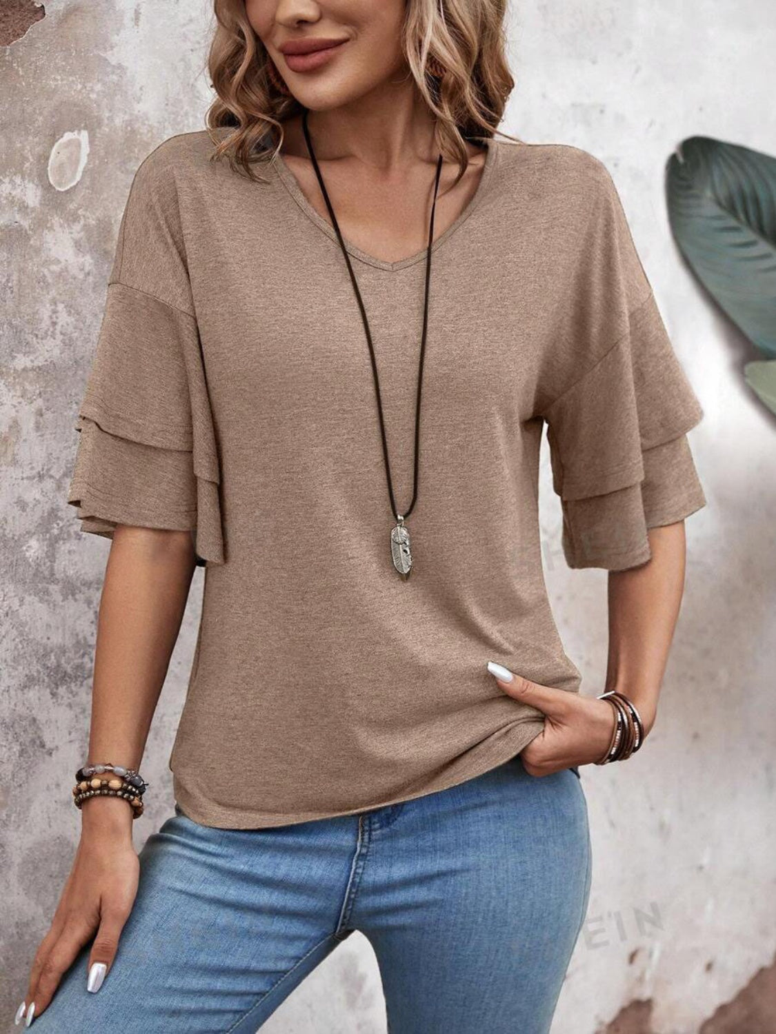 V-Neck Half Sleeve Blouse - EkaVibe