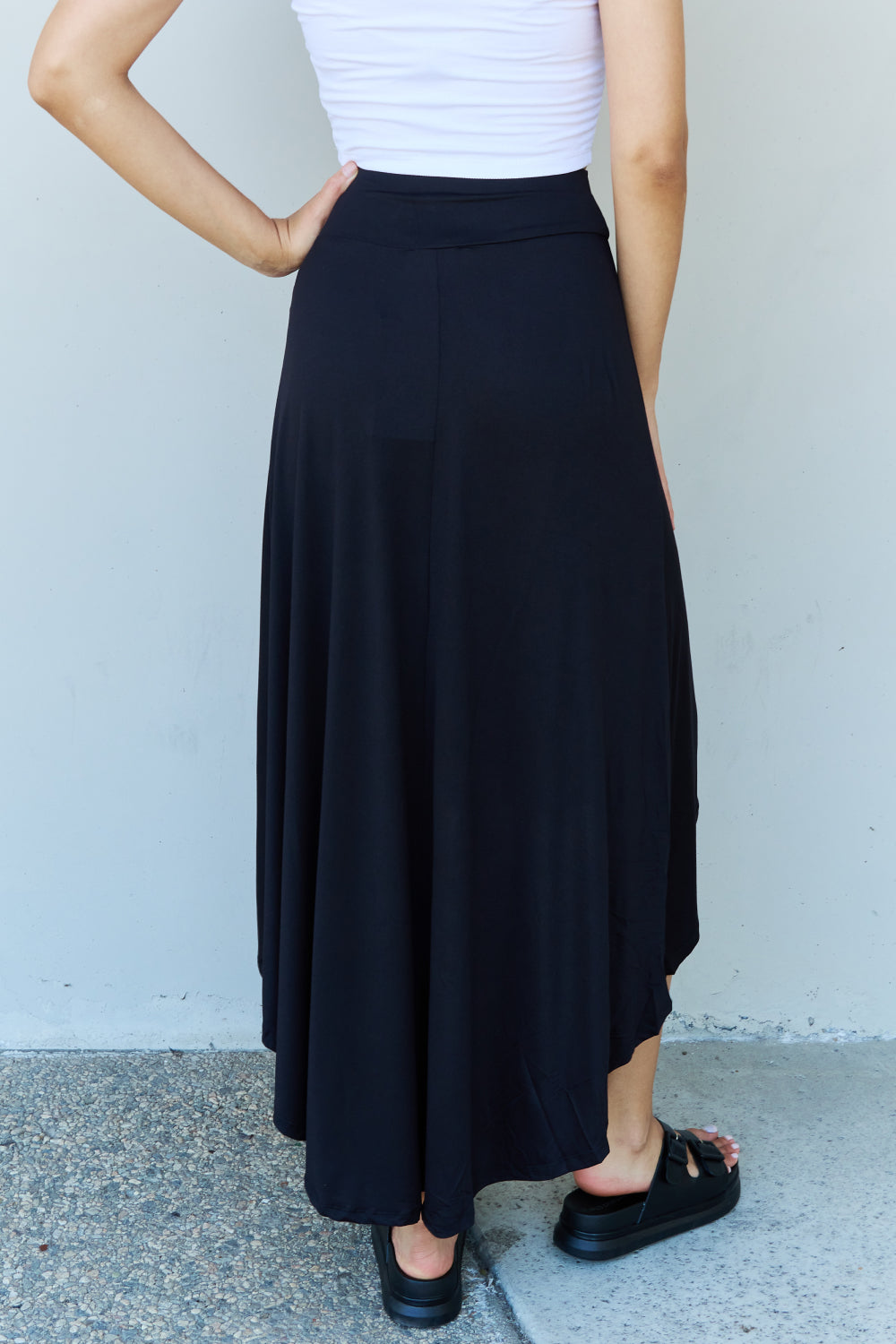 Ninexis First Choice High Waisted Flare Maxi Skirt in Black - EkaVibe