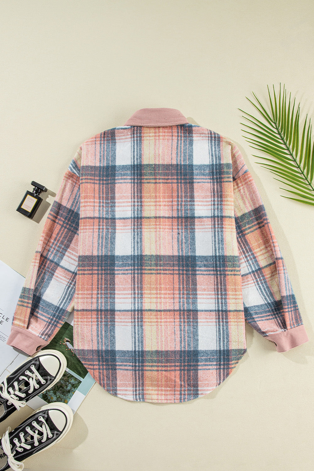 Plaid Button Up Long Sleeve Shacket - EkaVibe