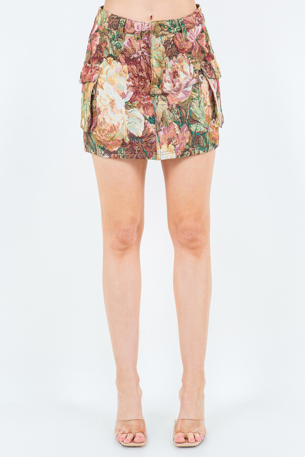 American Bazi Jacquard Weave Cargo Pocket Skirt - EkaVibe