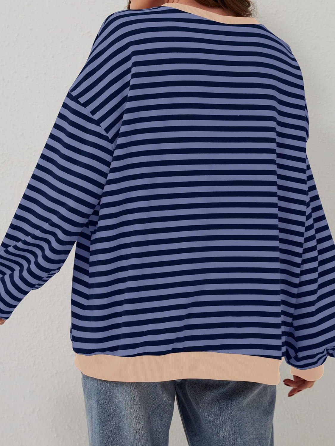 Lovelet Contrast Striped Long Sleeve Sweatshirt - EkaVibe