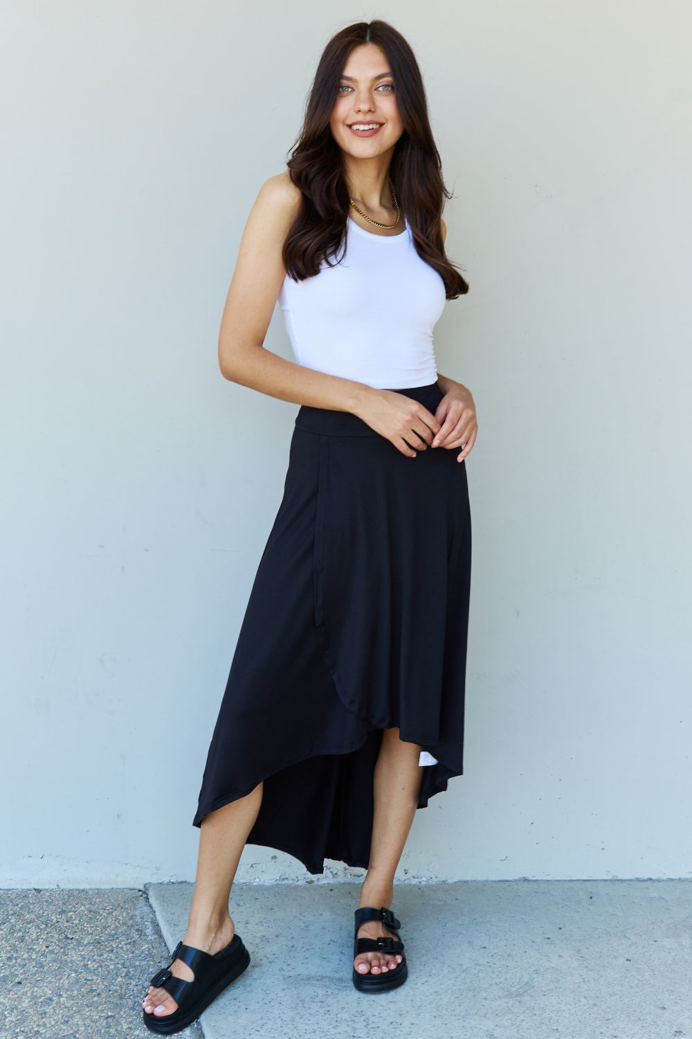 Ninexis First Choice High Waisted Flare Maxi Skirt in Black - EkaVibe