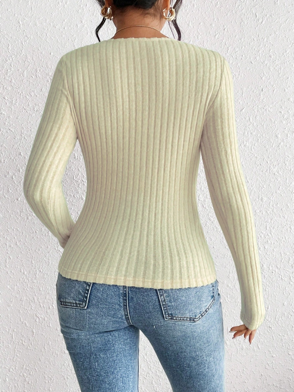 Honey Ribbed Long Sleeve T-Shirt - EkaVibe