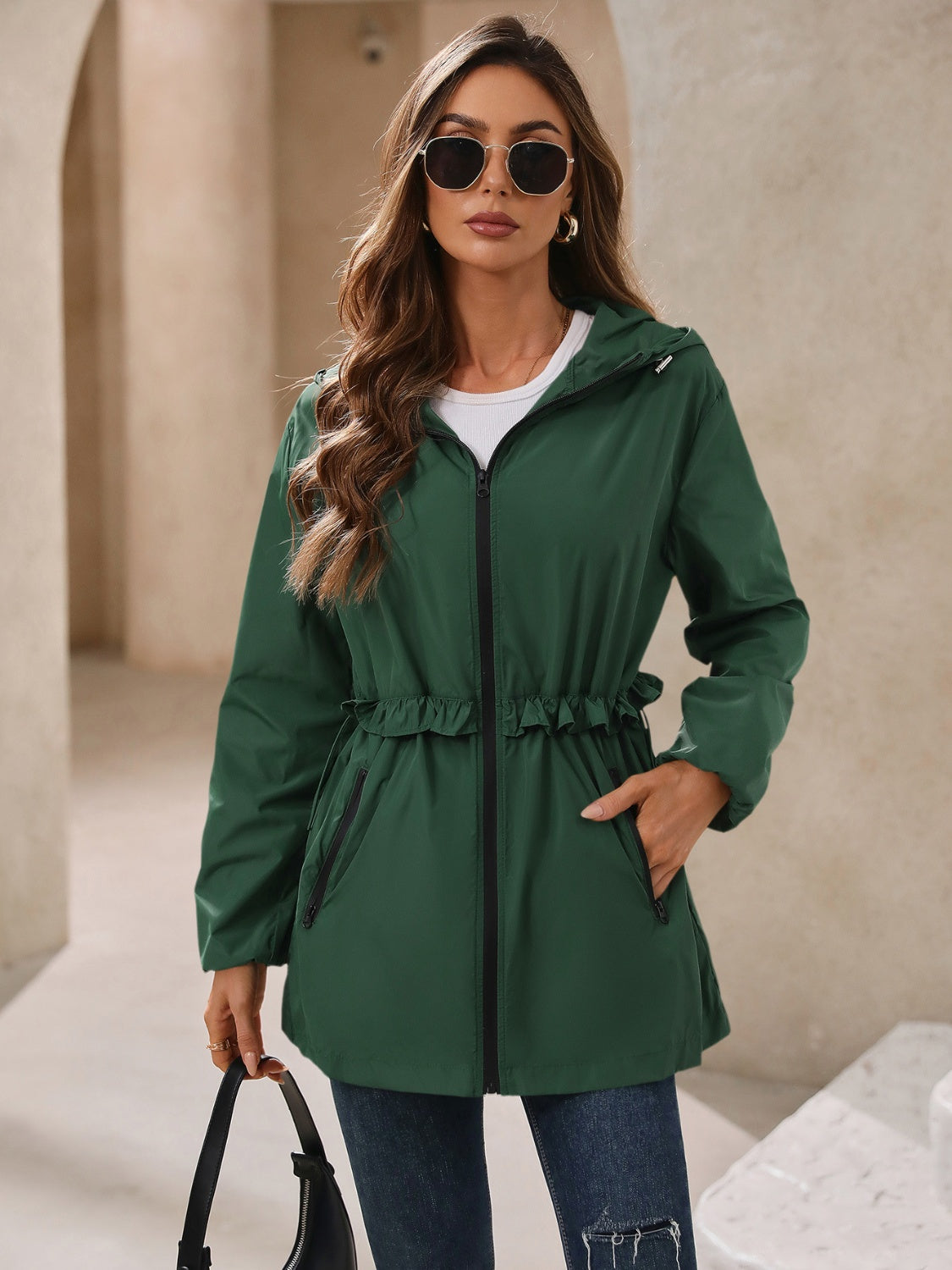 Ivy Lane Outdoor Waterproof Long Sleeve Hooded Windbreaker - EkaVibe