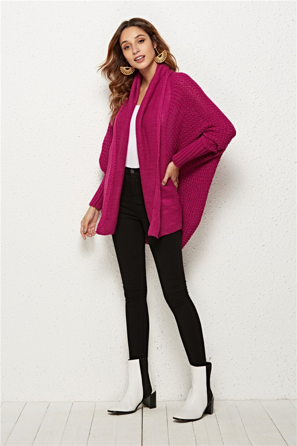 Angel Wings Open Front Batwing Sleeve Cardigan - EkaVibe