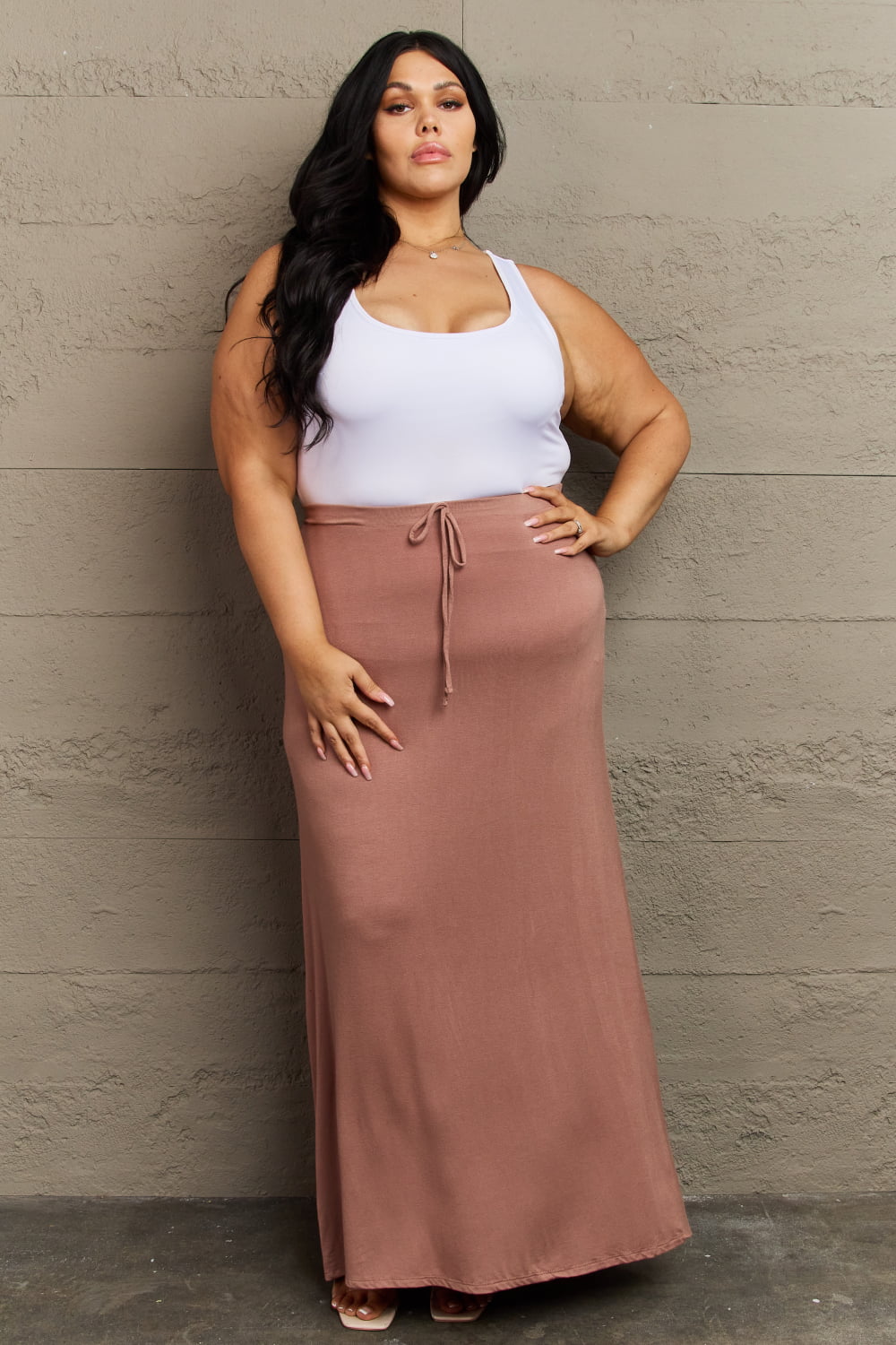 Culture Code For The Day Full Size Flare Maxi Skirt in Chocolate - EkaVibe