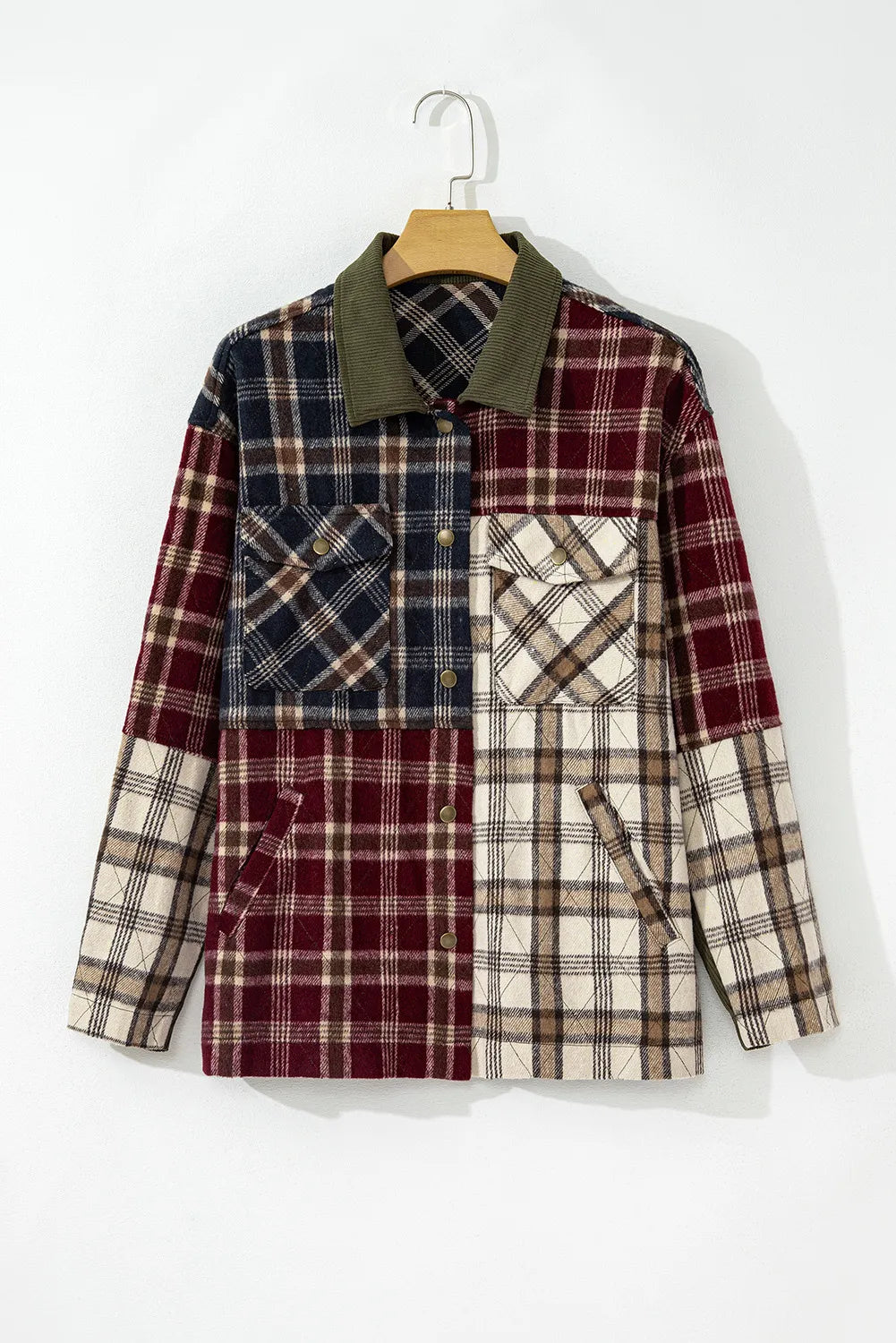 Plaid Button Up Long Sleeve Jacket - EkaVibe