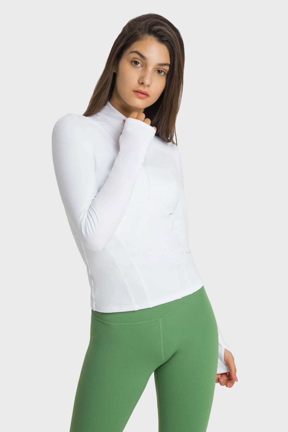 Millennia Half Zip Thumbhole Sleeve Sports Top - EkaVibe