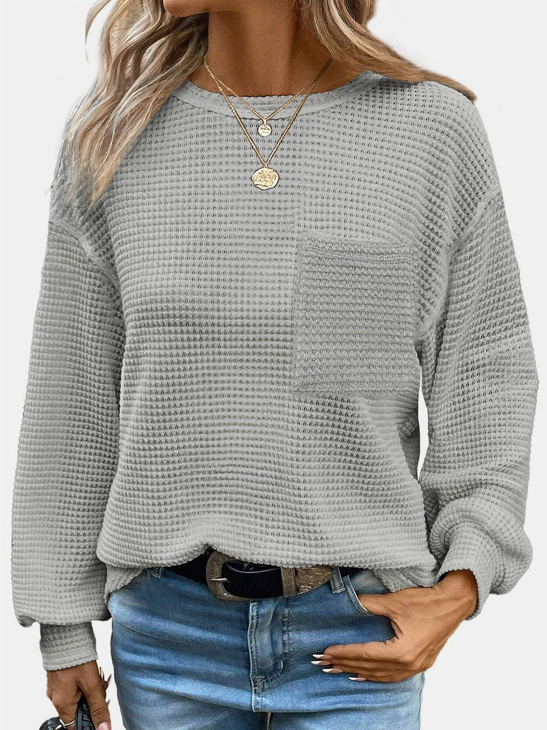 Mandy Round Neck Long Sleeve T-Shirt - EkaVibe