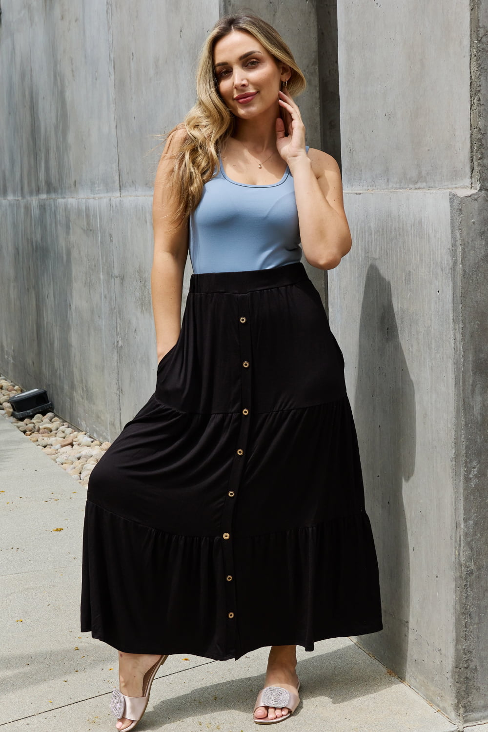 Heimish So Easy Full Size Solid Maxi Skirt - EkaVibe