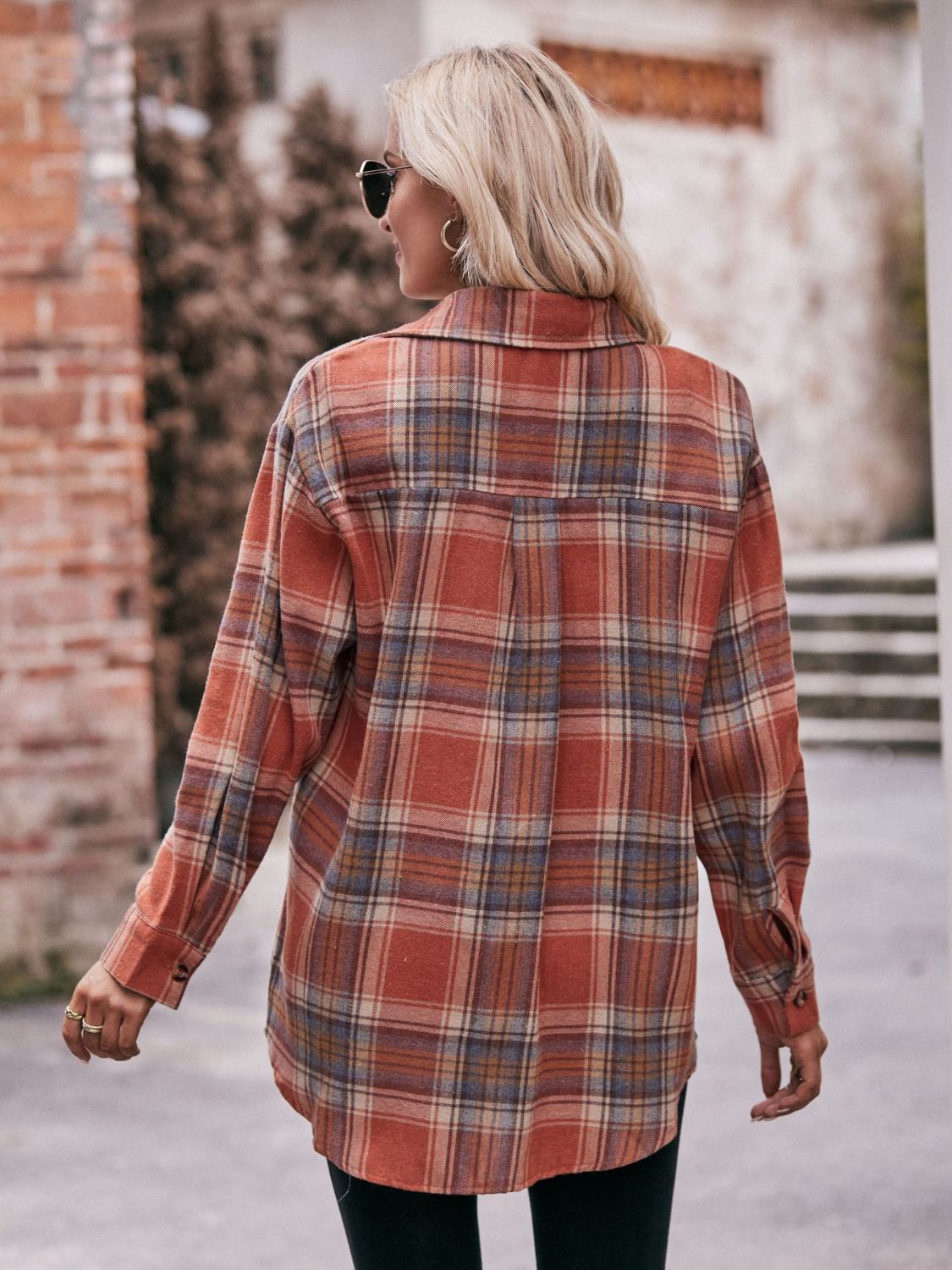 Mandy Plaid Dropped Shoulder Longline Shirt - EkaVibe