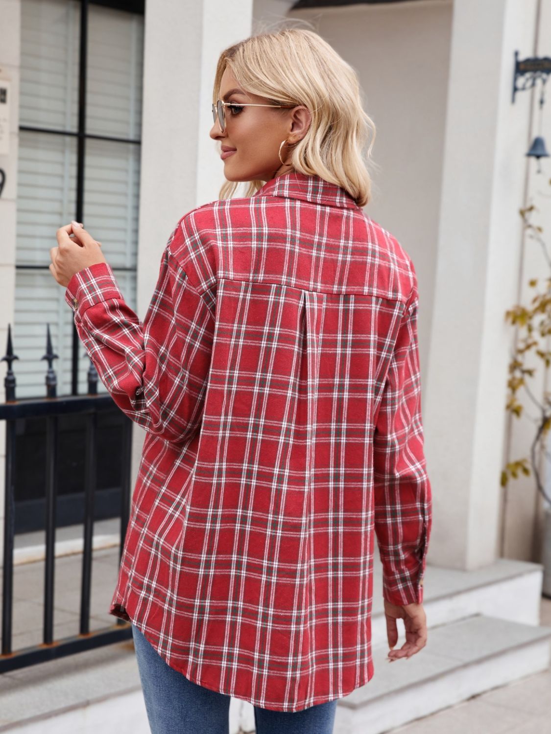 Mandy Plaid Button Up Long Sleeve Shirt - EkaVibe