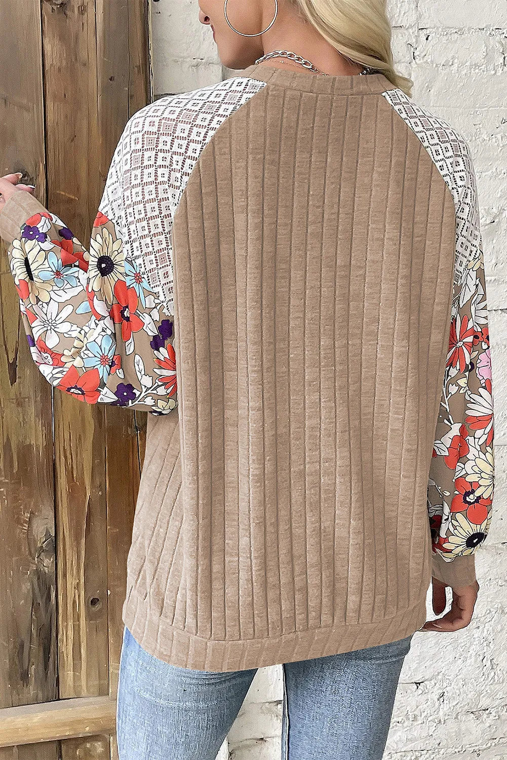 Printed Round Neck Long Sleeve Top - EkaVibe