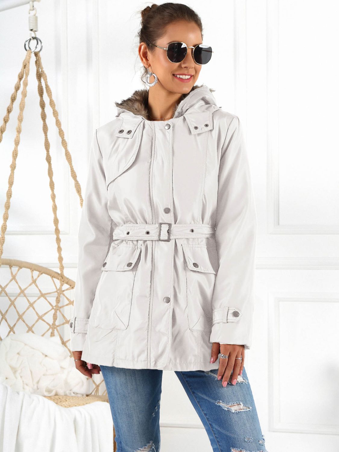 Ivy Lane Full Size Hooded Jacket with Detachable Liner (Three-Way Wear) - EkaVibe