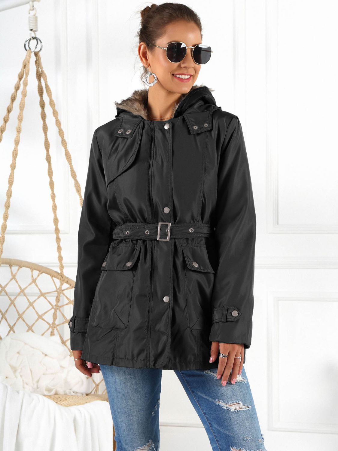 Ivy Lane Full Size Hooded Jacket with Detachable Liner (Three-Way Wear) - EkaVibe