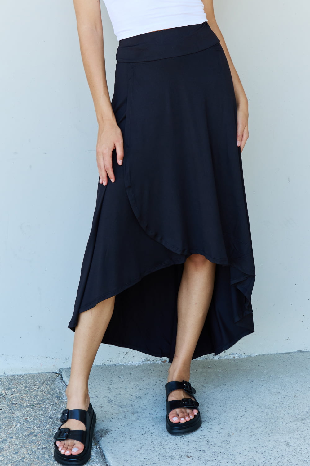 Ninexis First Choice High Waisted Flare Maxi Skirt in Black - EkaVibe