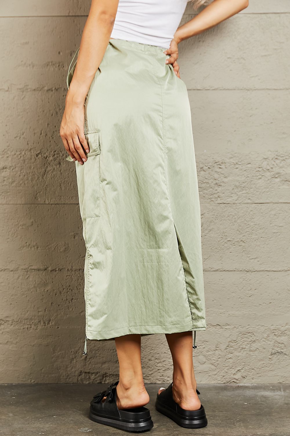 HYFVE Just In Time High Waisted Cargo Midi Skirt - EkaVibe