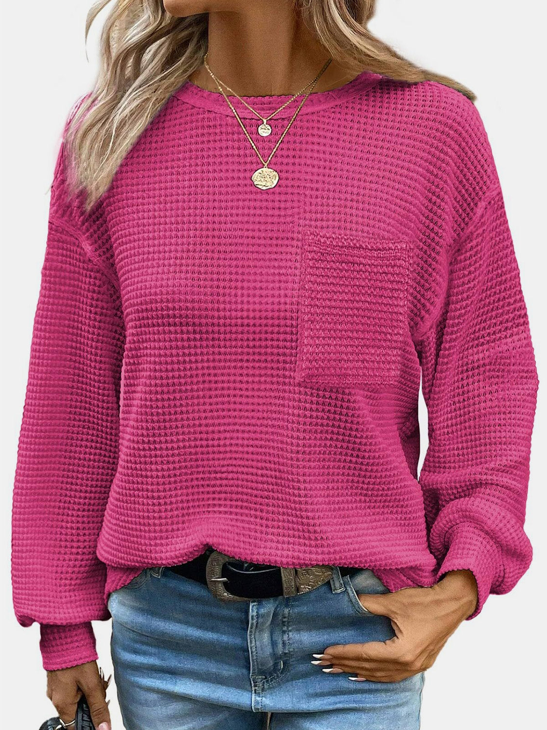 Mandy Round Neck Long Sleeve T-Shirt - EkaVibe