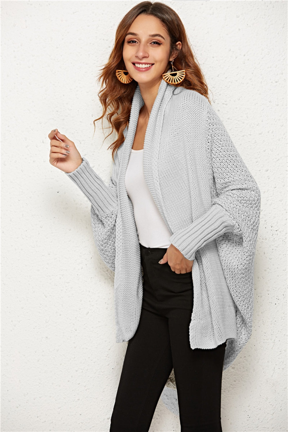 Angel Wings Open Front Batwing Sleeve Cardigan - EkaVibe