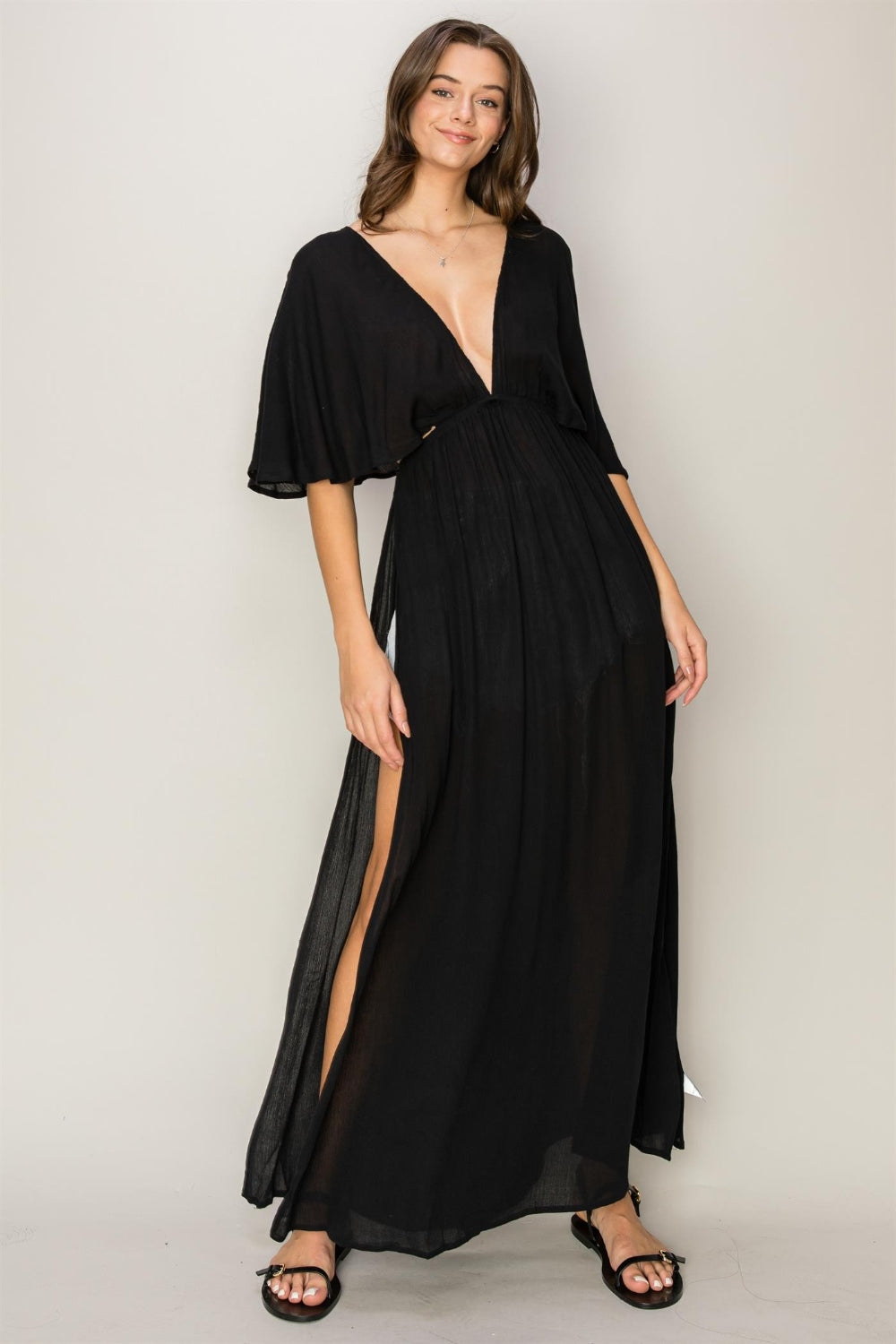 HYFVE Tie Back Maxi Split Cover Up Dress - EkaVibe