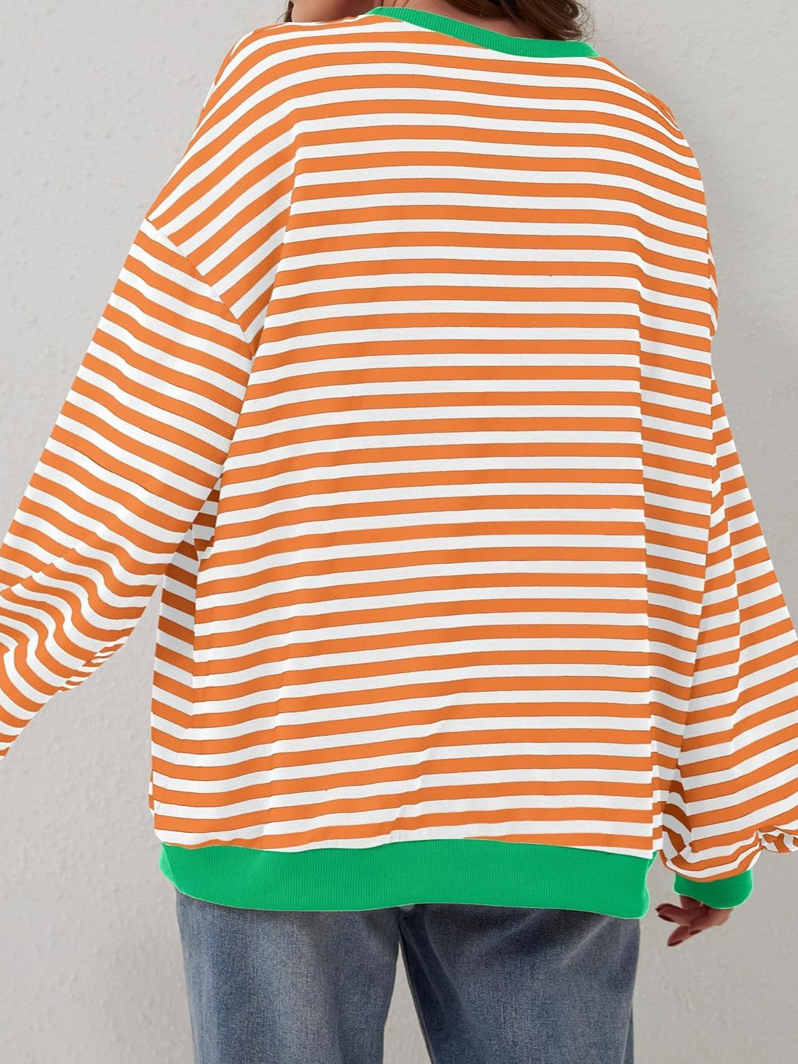 Lovelet Contrast Striped Long Sleeve Sweatshirt - EkaVibe