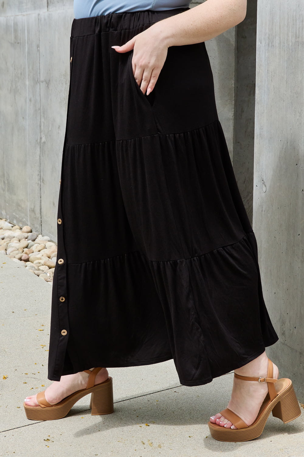 Heimish So Easy Full Size Solid Maxi Skirt - EkaVibe