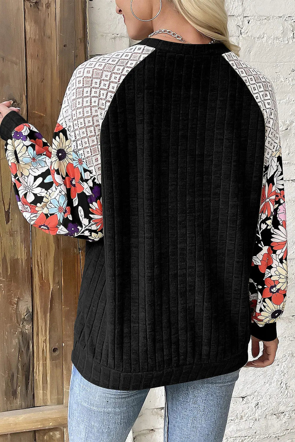 Printed Round Neck Long Sleeve Top - EkaVibe