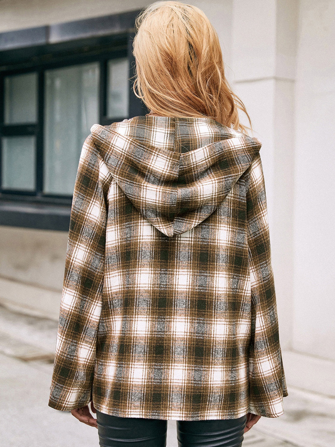 Ivy Lane Pocketed Plaid Long Sleeve Hooded Jacket - EkaVibe